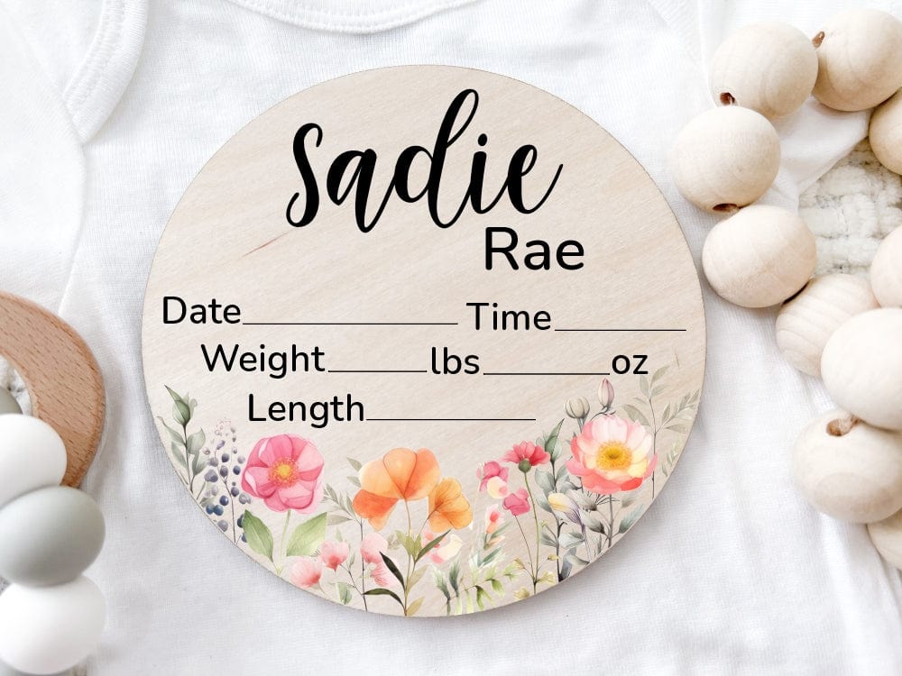 Copy of Floral Highland Cow Baby Name Announcement Sign