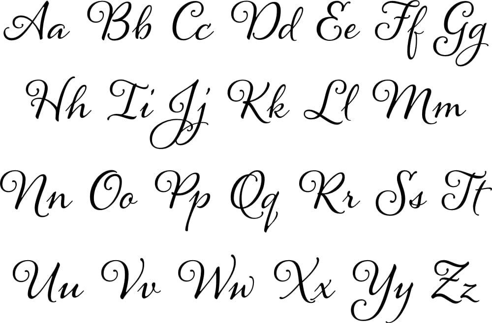 font letters used for first name. shows uppercase and lowercase letters
