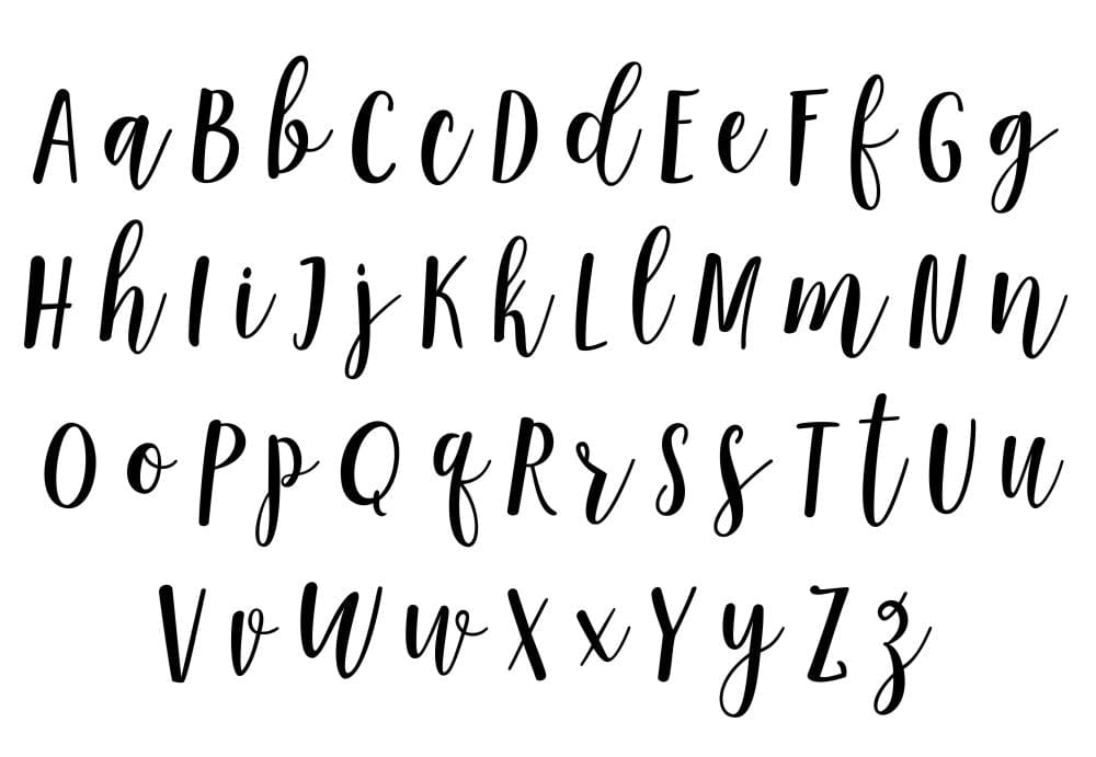 font letters used for name. shows uppercase and lowercase letters