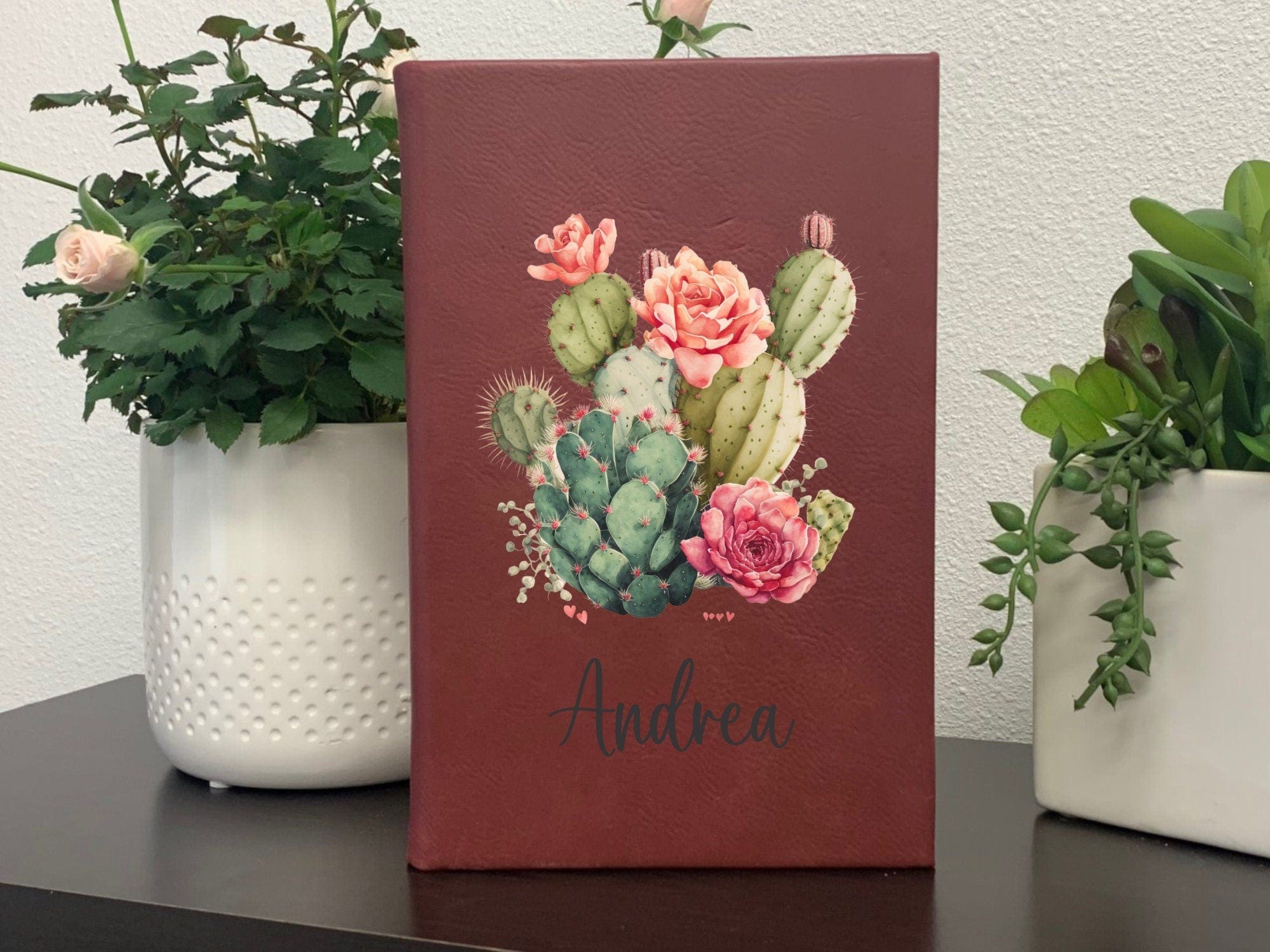 Printed Journal Printed Journal Name With Name Color Cactus Journal Personalized Leatherette Lined Diary