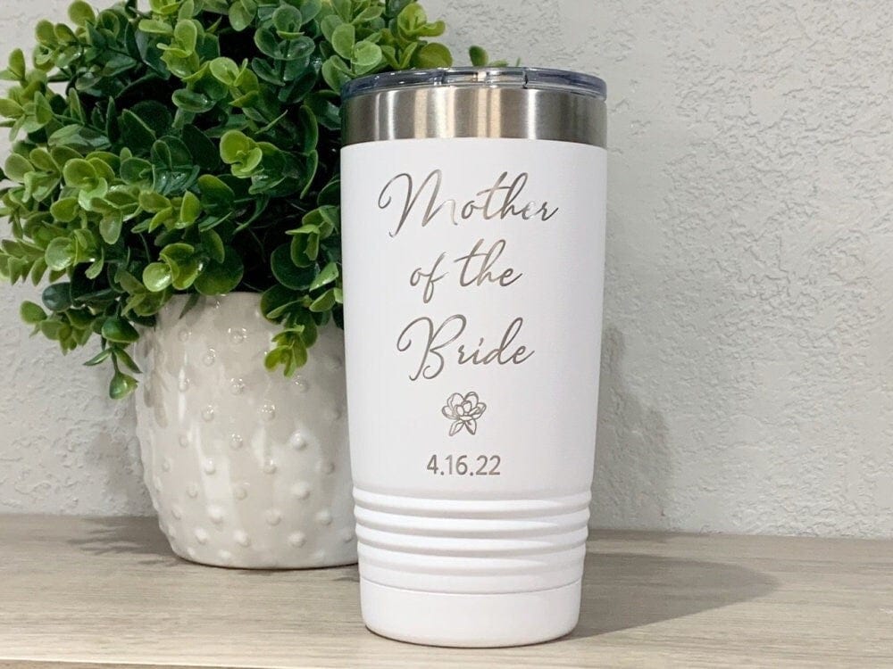 Run Wild Engraving 20 oz bride/groom date Mother Of The Bride Tumbler, Engraved Mother Of The Groom Tumbler, Mom Wedding Day Gift , Mother Of Bride Gift From Friend, Wedding Day Cup