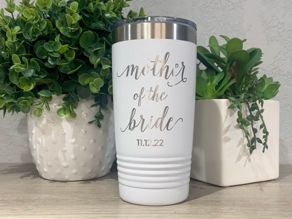 Run Wild Engraving 20 oz bride/groom date Mother Of The Bride Tumbler Personalized