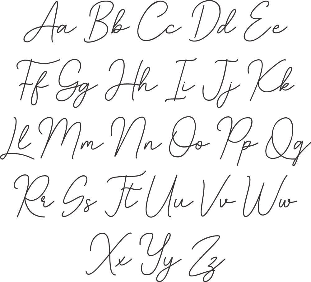font letters used for name. shows uppercase and lowercase letters