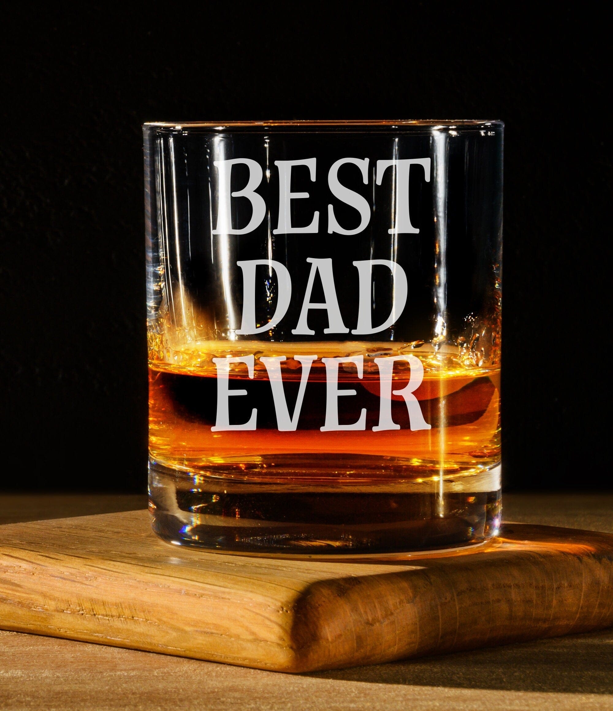 Run Wild Engraving Best Dad Ever Whiskey Glass - Father's Day Gift