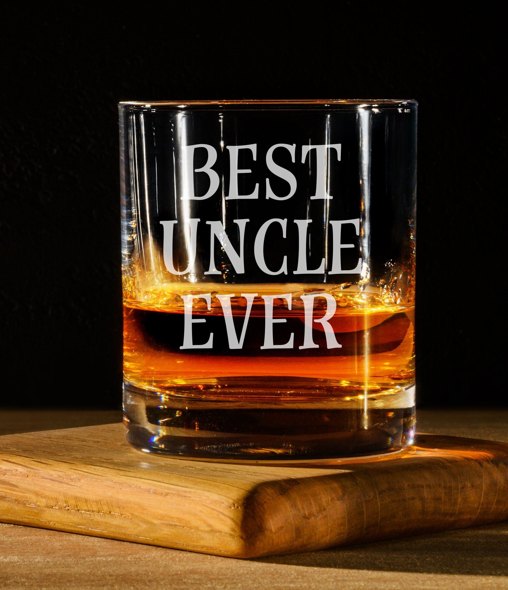 Run Wild Engraving Best Uncle Ever Etched Whiskey Glass