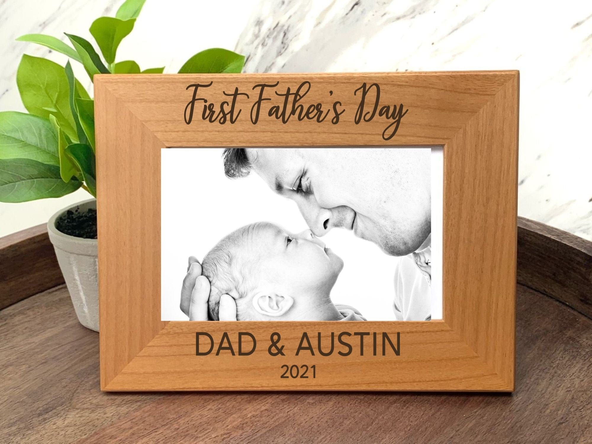 Run Wild Engraving PF 2 names and year Engraved Wood Personalized First Father's Day Frame