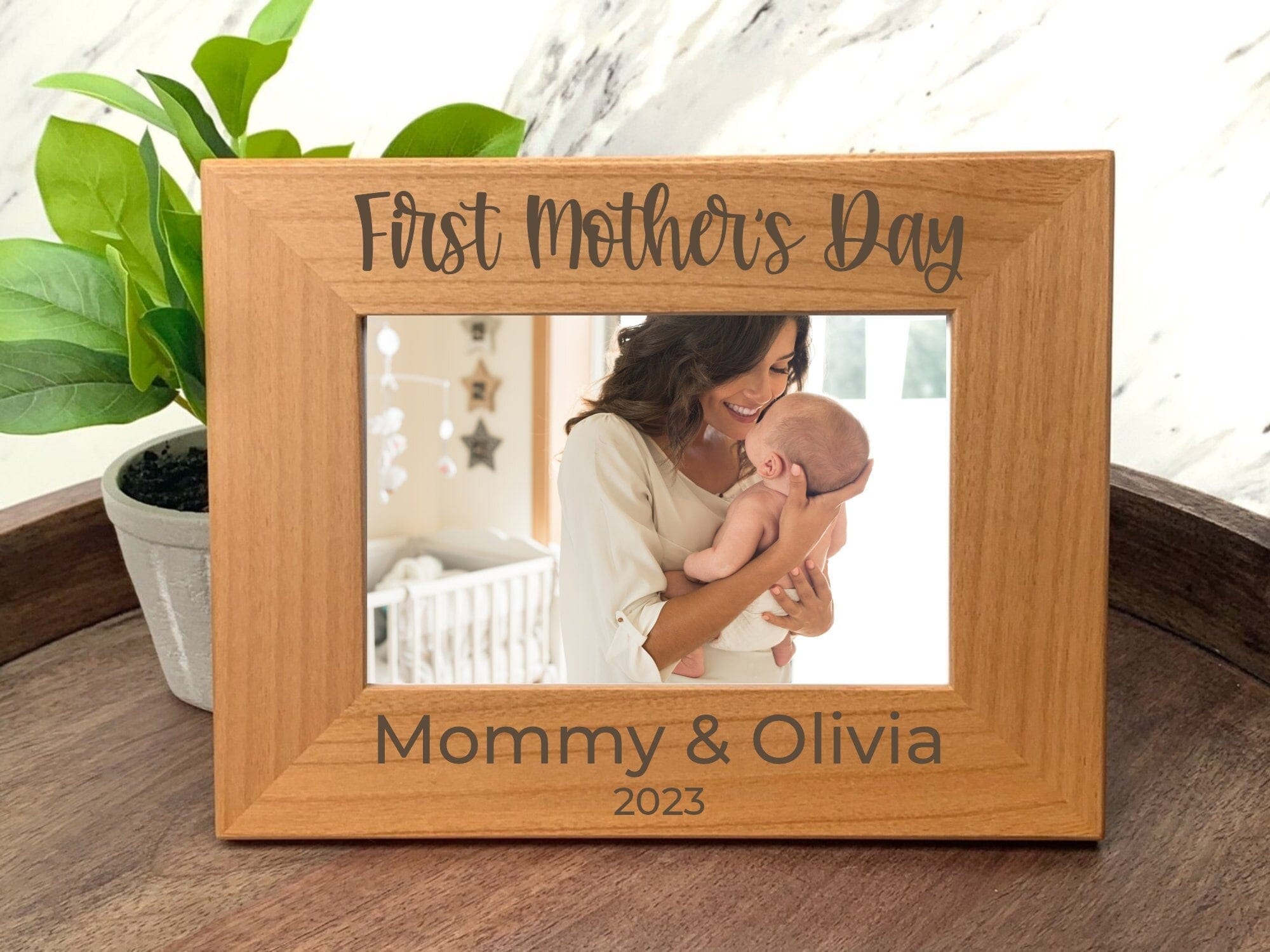Run Wild Engraving PF 2 names and year First Mother's Day Frame Personalized