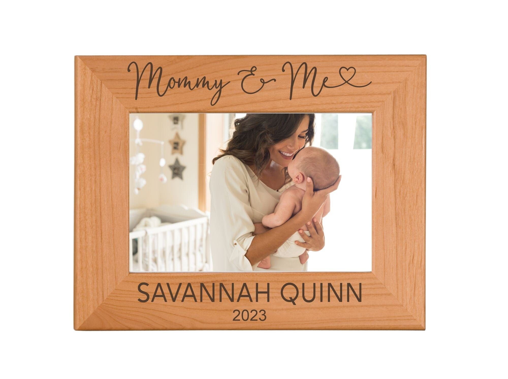 Run Wild Engraving picture frame name and year mommy mom mama Mommy & Me Mother's Day Frame Personalized With Heart