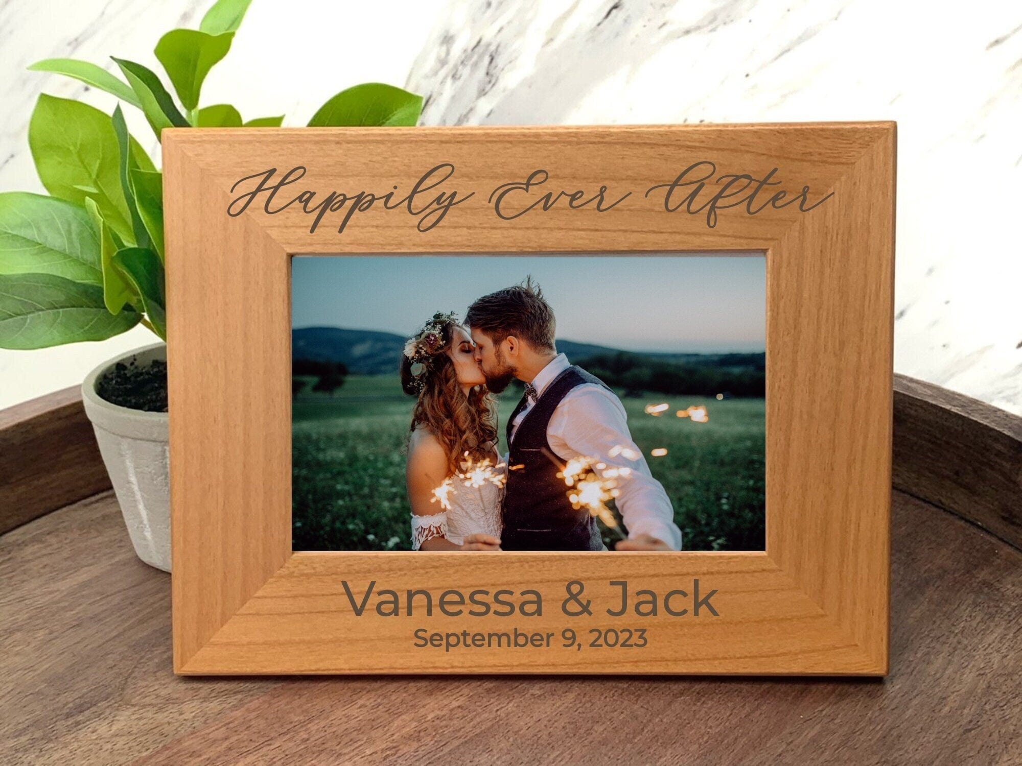 Run Wild Engraving picture frame two names date Engraved Happily Ever After Picture Frame Personalized