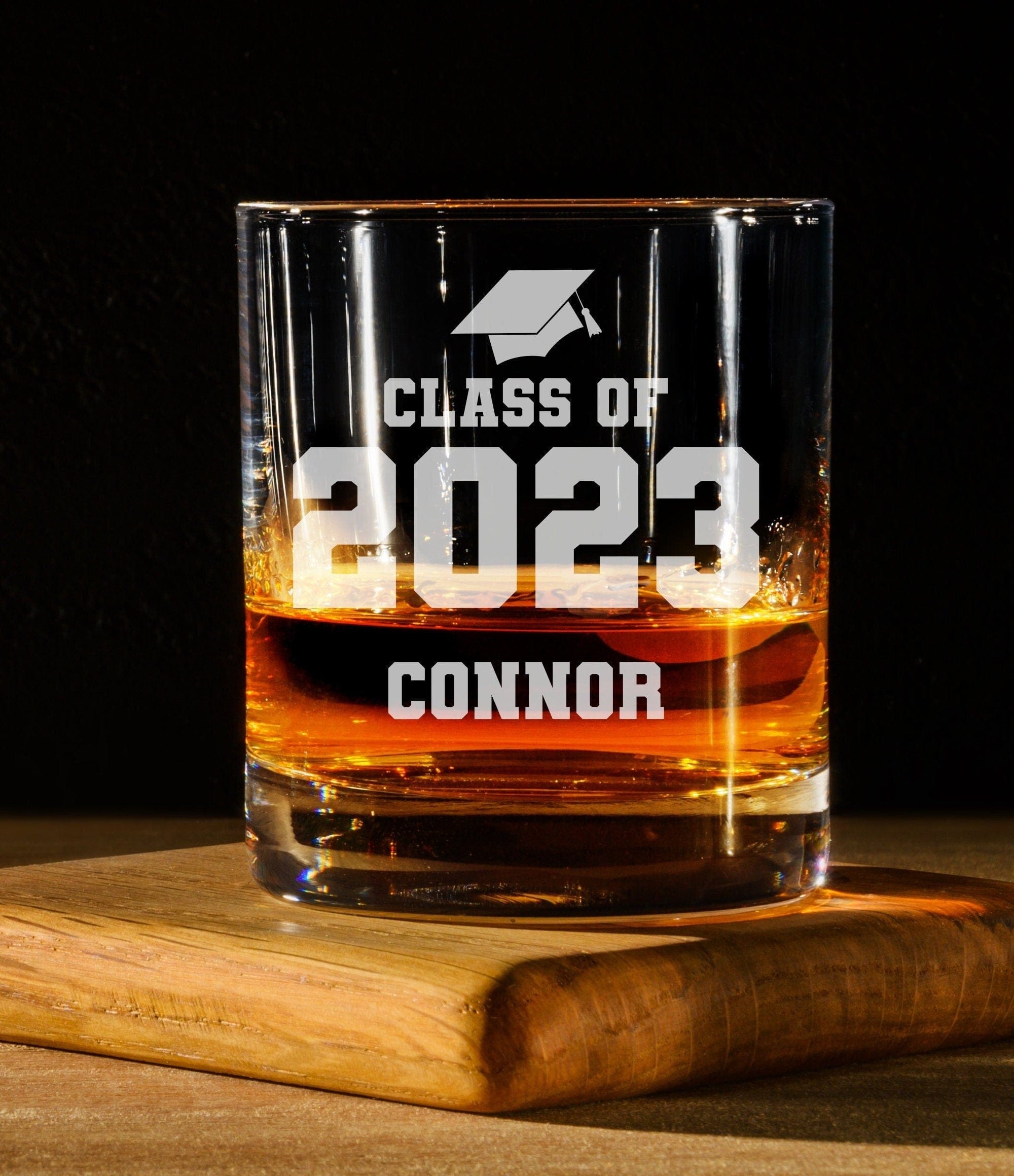 Run Wild Engraving Whiskey name year Graduation Whiskey Glass | Class Of College Graduation Gift