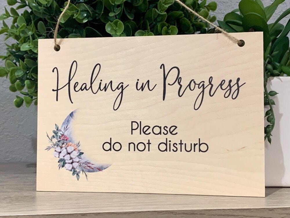 UV Office Sign Healing In Progress| Boho Moon | UV Printed Sign