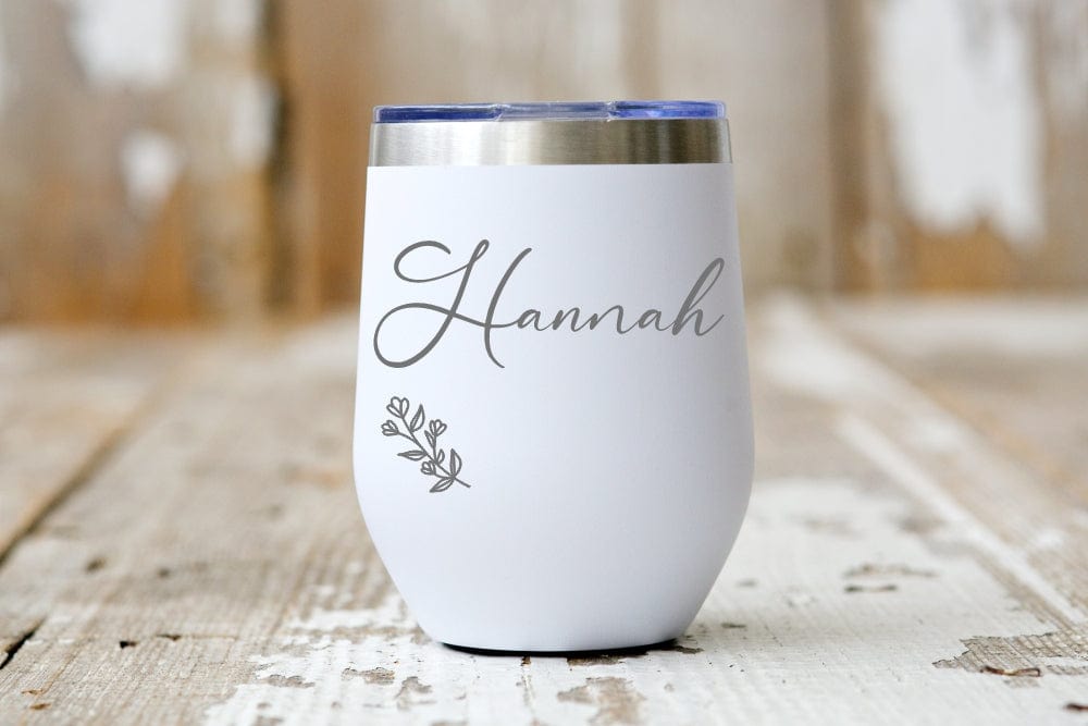 12oz tumbler wine tumbler name 12oz. Wine Tumbler With Lid Personalized With Name And Flower