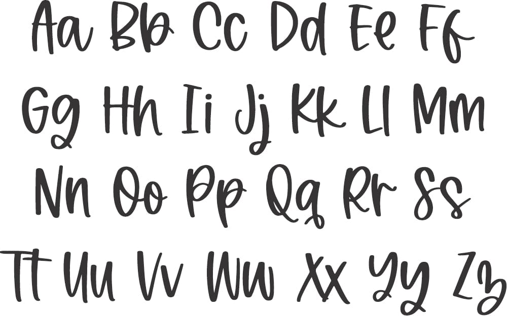Uppercase and lowercase letters used for name on tumbler