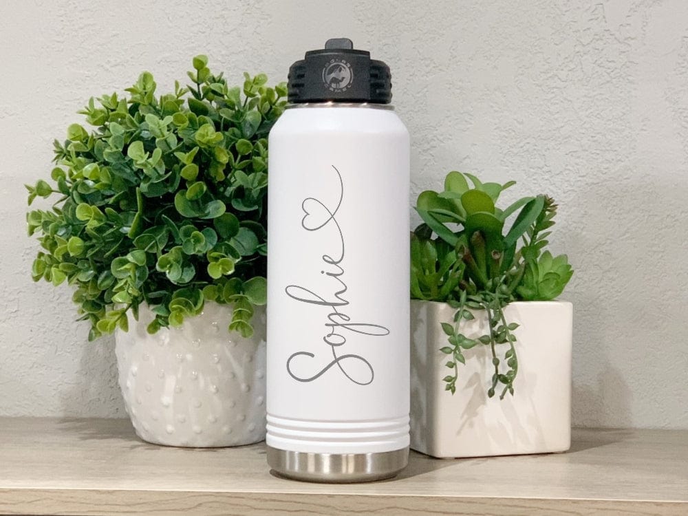 Engraved Water Bottle With Straw For Her