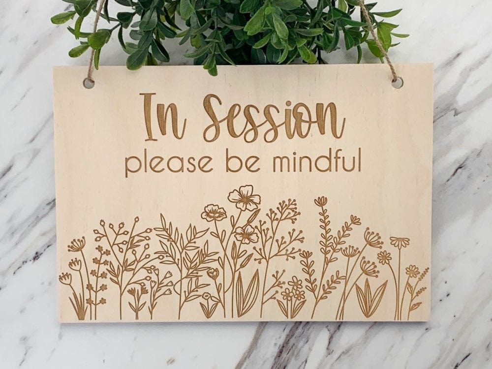 In Session Wood Therapy Door Sign