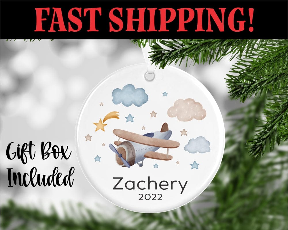 engraving CO name and year Airplane Ornament Personalized With Name And Year