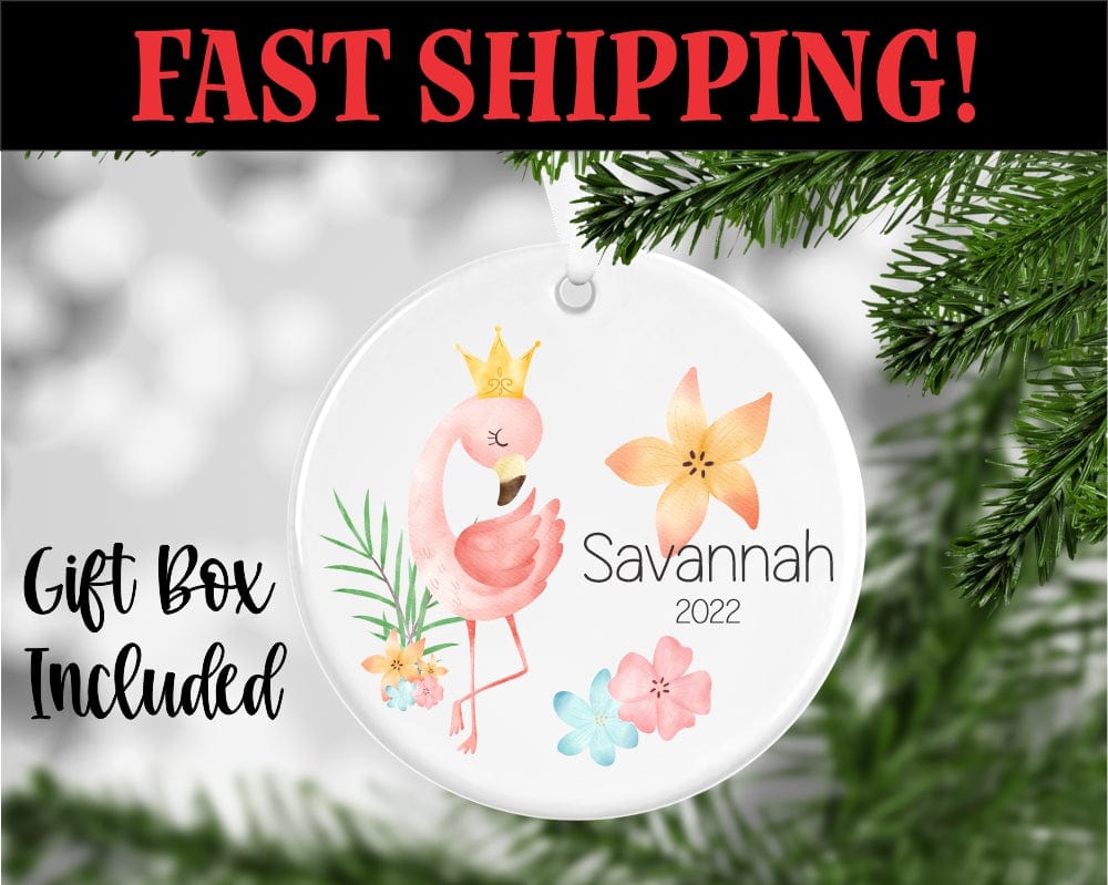 engraving CO name and year Flamingo Ornament Personalized With Name And Year