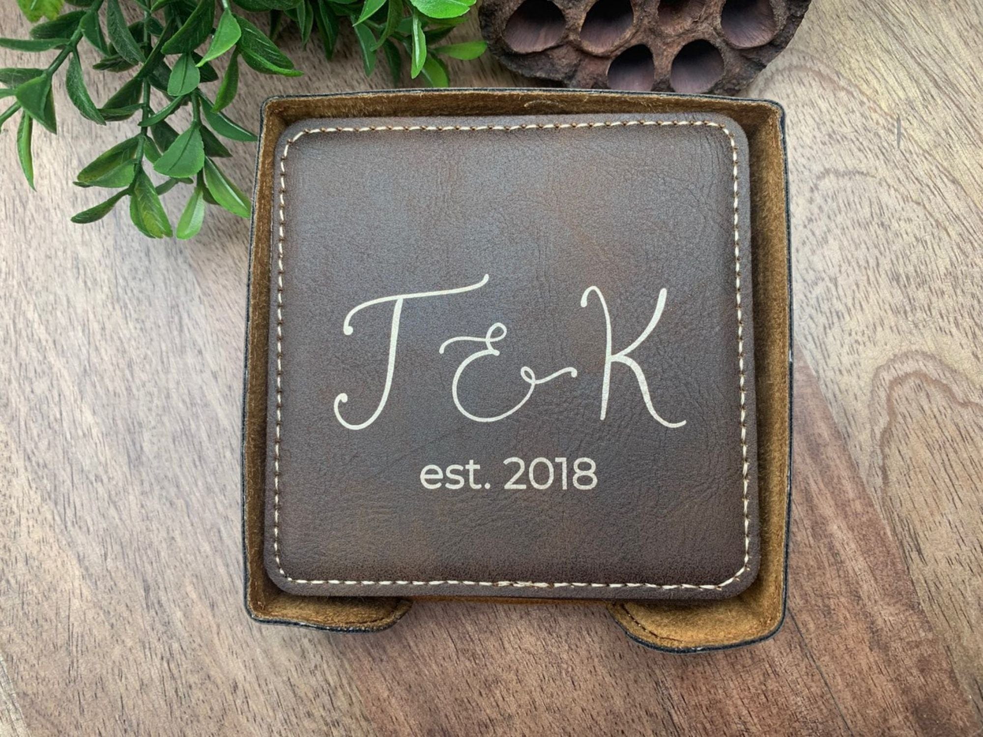 Coasters Personalized With Initials And Year 3rd Anniversary