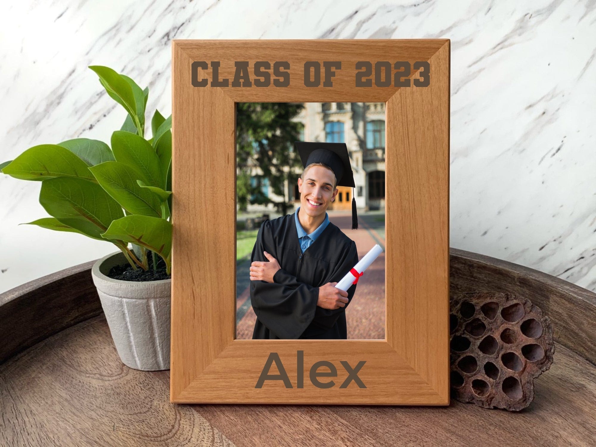 Engraving PF name and year Graduation Wood Picture Frame