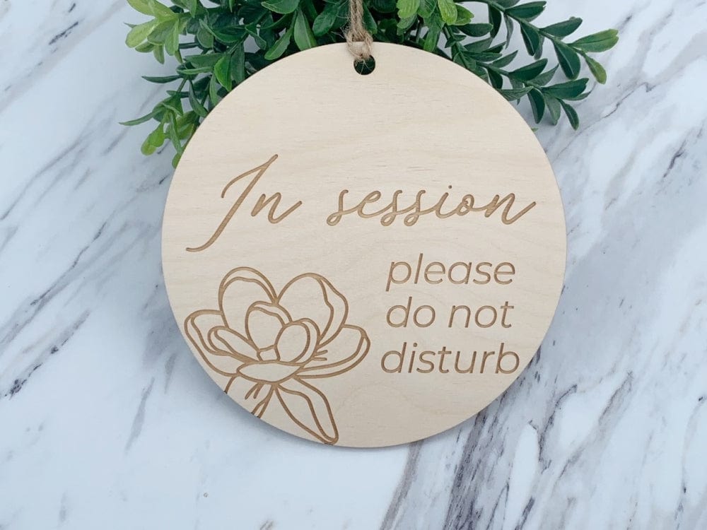 Round Wood In Session Sign | Therapy Session