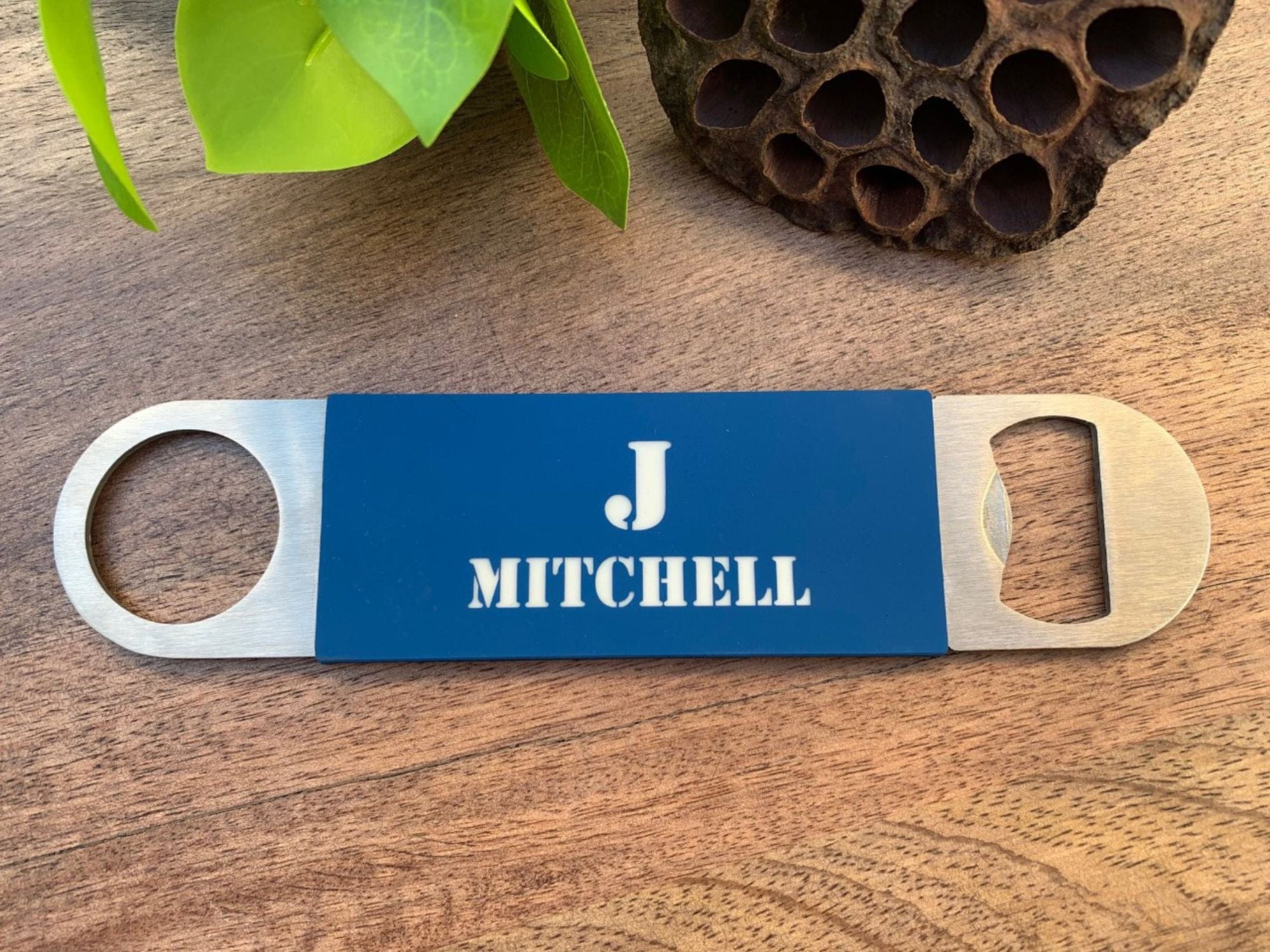 Bottle Opener For Dad | Engraved Silicone Bottle Opener Personalized With name and initial Bar Blade
