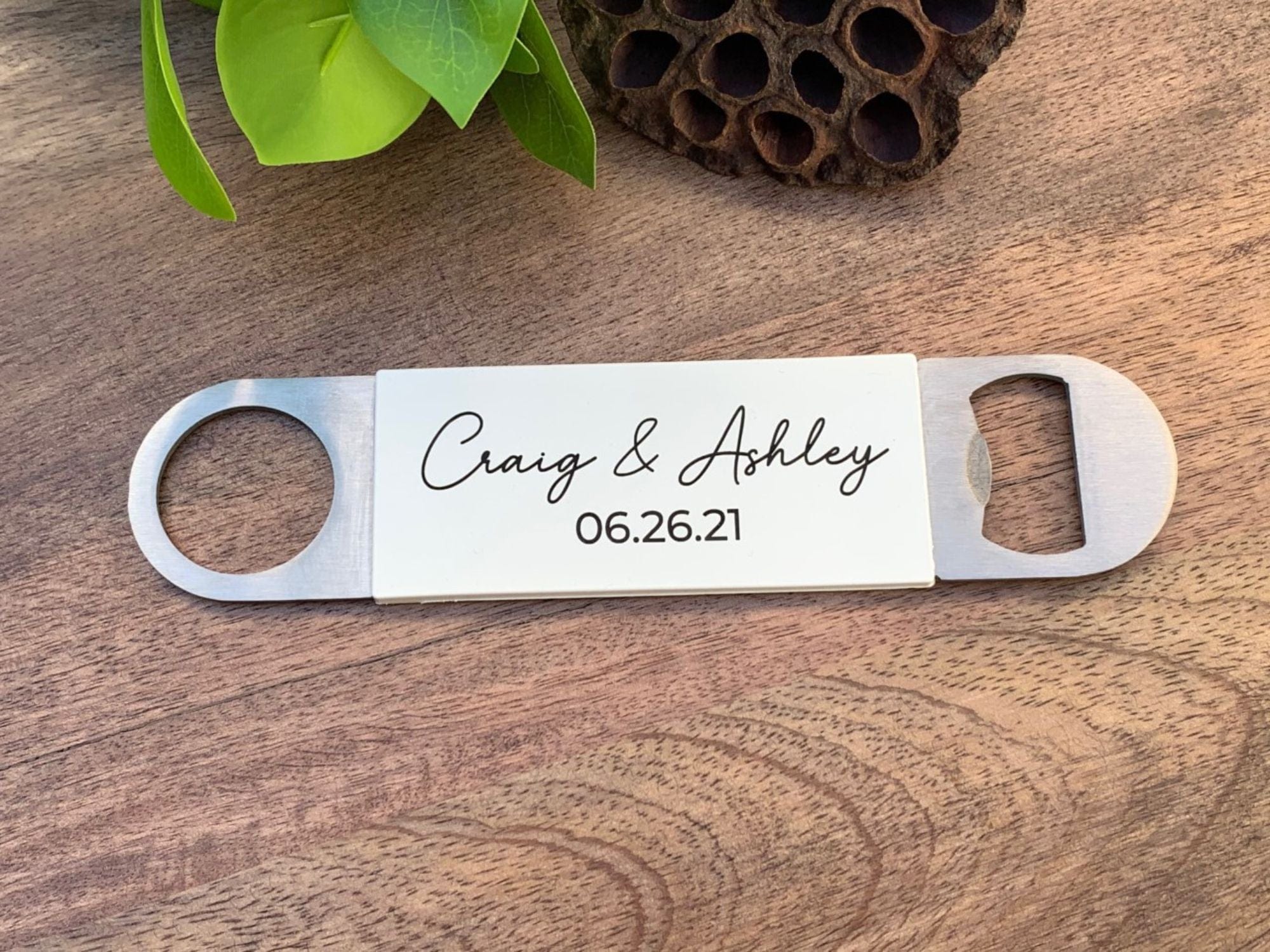 Personalized Couple Bottle Opener Engraved With Names and Date | Wedding or Anniversary Gift