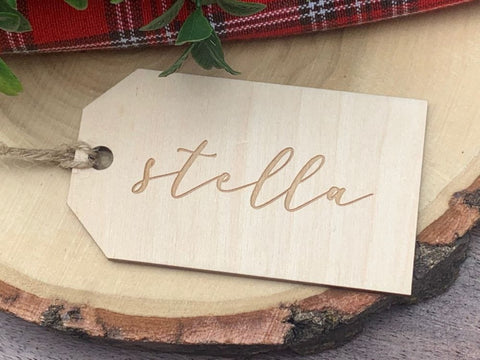 Custom Initial Gift Tag Personalized Wood Gift Tag Large Stocking Tag  Holiday Tag Initial Stocking Tag Initial Cutout 